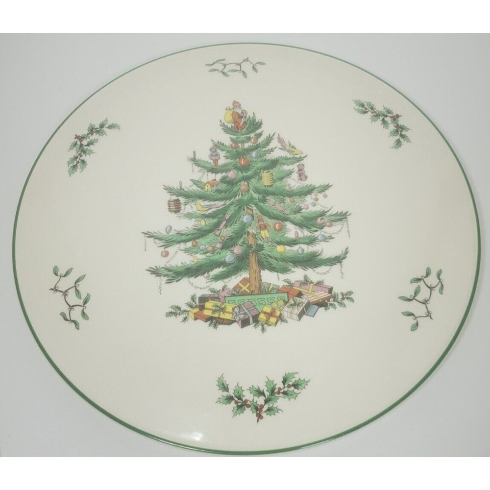 Spode Christmas Tree Cake Plate S3324-W 71 In Original Box 11 1/4"